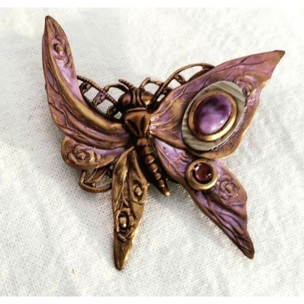 Bronze Purple Butterfly Brooch